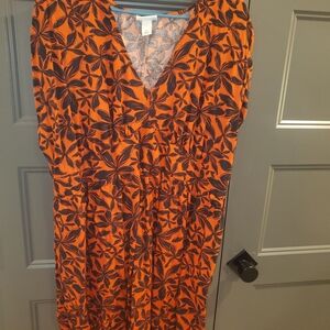 Ava & Viv Orange and Black Floral Dress